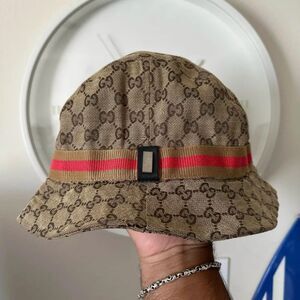 Vintage Gucci Monogram All Over Print Bucket Hat Size XL